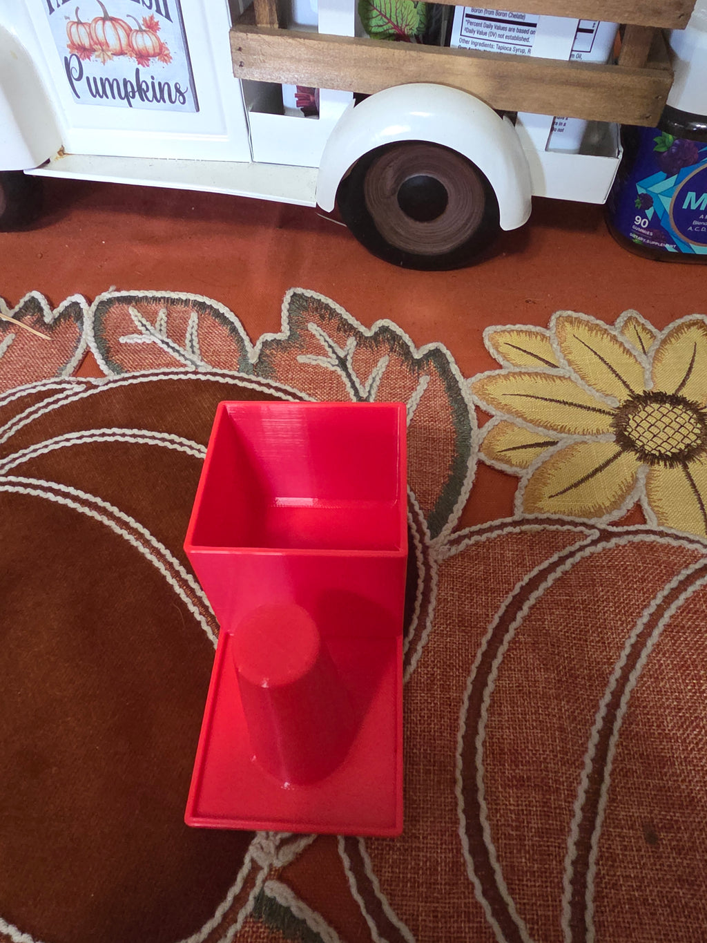 Cute Red Scrunchie Holder with Hair Pin Storage - Handmade Vanity Organizer for Hair Accessories Girls Teens