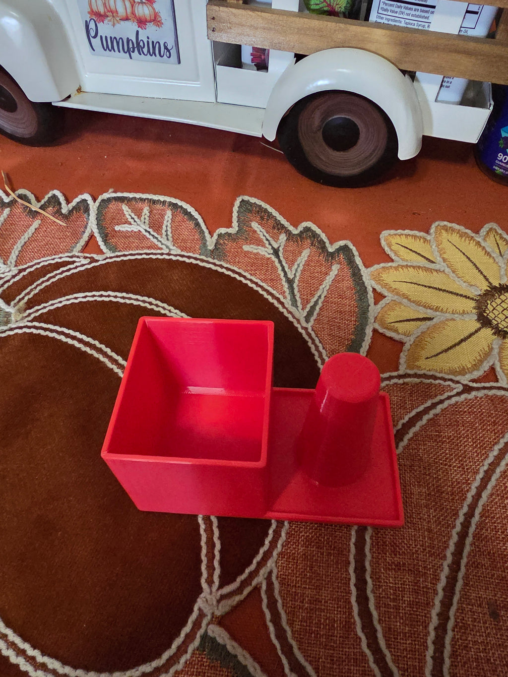 Cute Red Scrunchie Holder with Hair Pin Storage - Handmade Vanity Organizer for Hair Accessories Girls Teens
